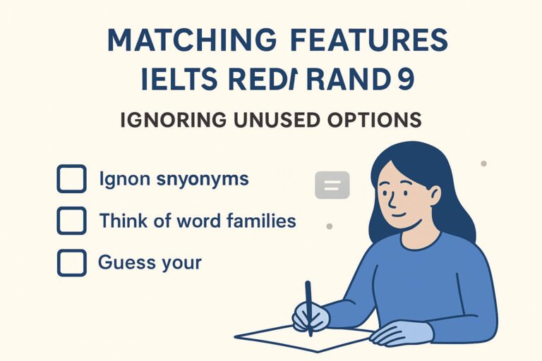 Matching Features IELTS Reading Questions Guide: Ignoring Unused Options.
